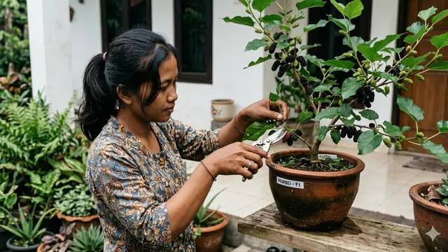 Buah Murbei dalam Pot