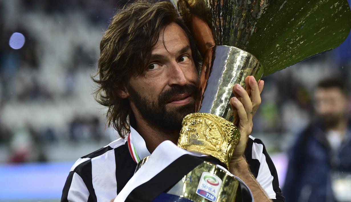Empat trofi Scudetto, sekali Coppa Italia, dan dua kali Piala Super Italia pernah dipersembahkannya. Andrea Pirlo mencatatkan 164 penampilan dengan 19 gol dan 38 assist. (AFP/Giuseppe Cacace)