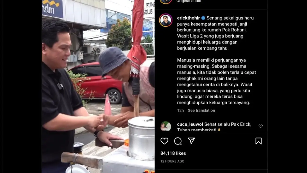 Ketua Umum PSSI Erick Thohir menyambangi rumah wasit sepak bola Liga 2