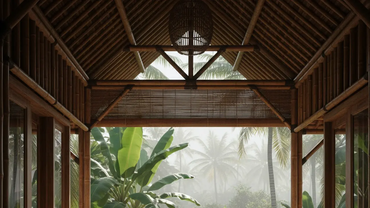 Teras Rumah Tropis Bahan Bambu ala Vila Bali