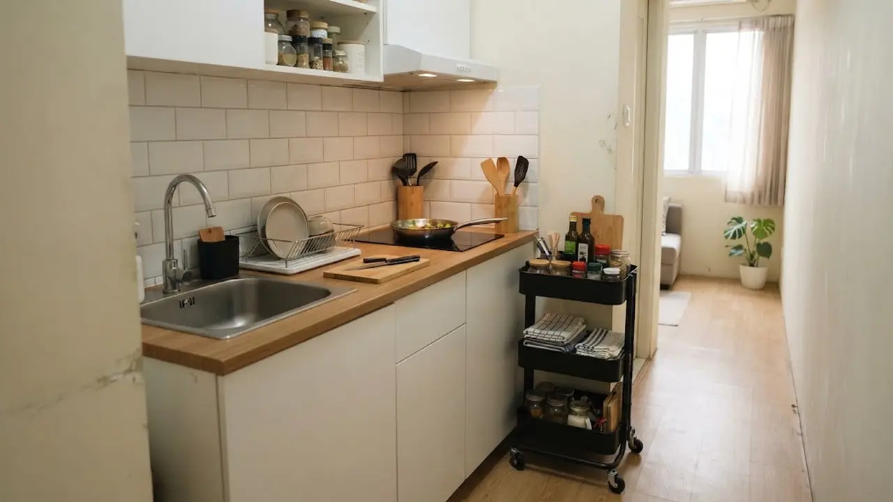 Desain Dapur Memanjang 1,5 Meter untuk Rumah Kontrakan