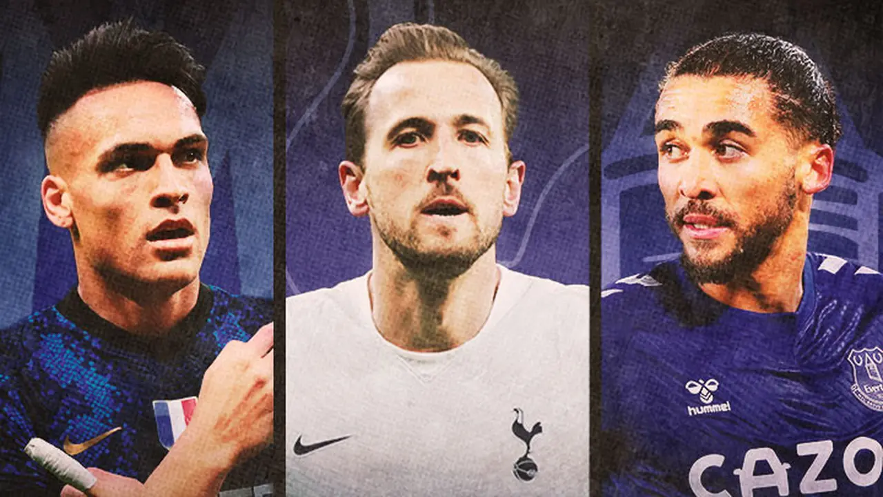 Ilustrasi - Lautaro Martinez, Harry Kane, Dominic Calvert-Lewin