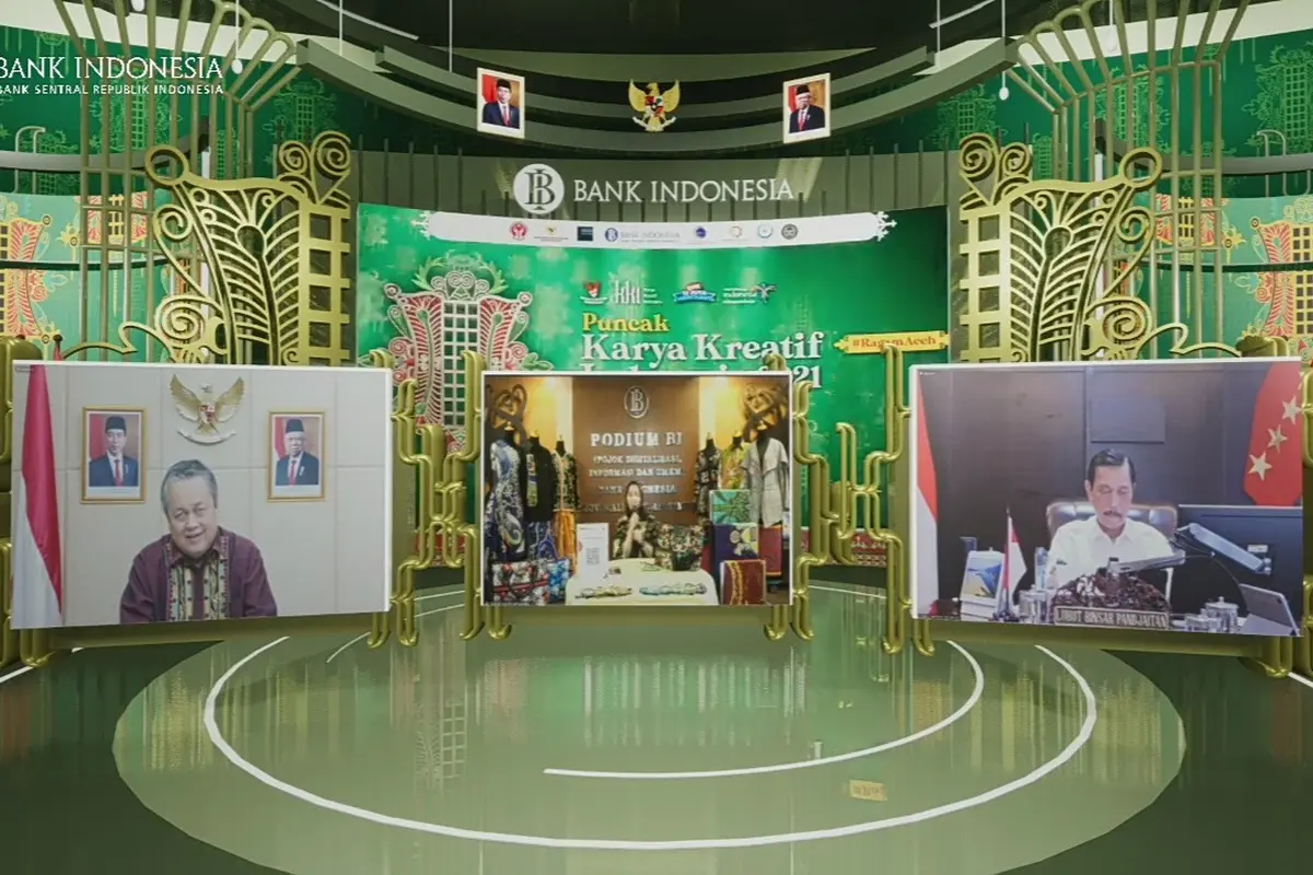 Menteri Koordinator bidang Kemaritiman dan Investasi, Luhut Binsar Pandjaitan dalam Pembukaan Puncak KKI 2021, Kamis (23/9/2021).