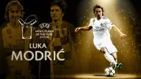 Gelandang Real Madrid, Luka Modric, mengungguli Cristiano Ronaldo dan Mohamed Salah. (UEFA)