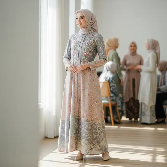 Model Gamis Batik untuk Arisan Wanita