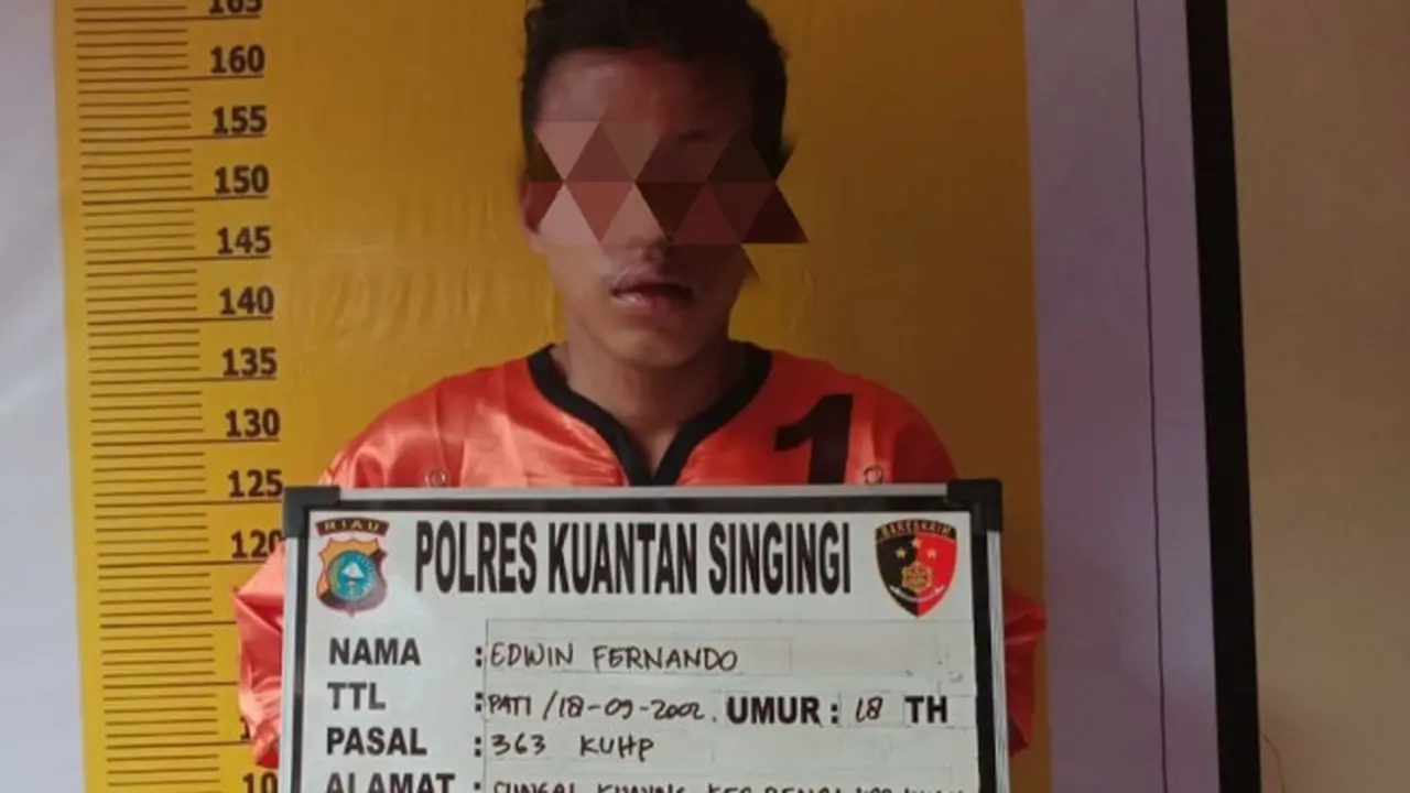 Tersangka jambret di Kabupaten Kuansing yang diajak ayahnya.