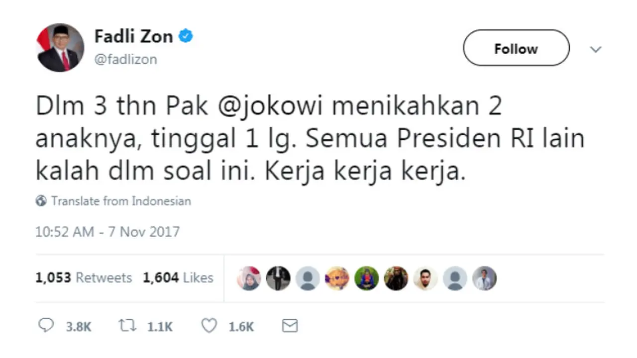 Komentar Super Nyinyir Fadli Zon ke Jokowi, Warganet: Keterlaluan