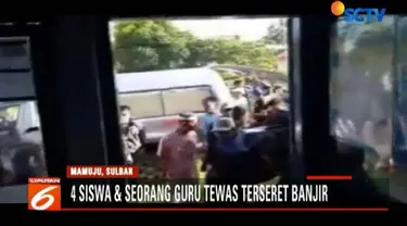 Sebelum kejadian guru dan keempat siswanya terserat arus sungai, saat itu mereka sedang asyik bemain dan berfoto bersama.