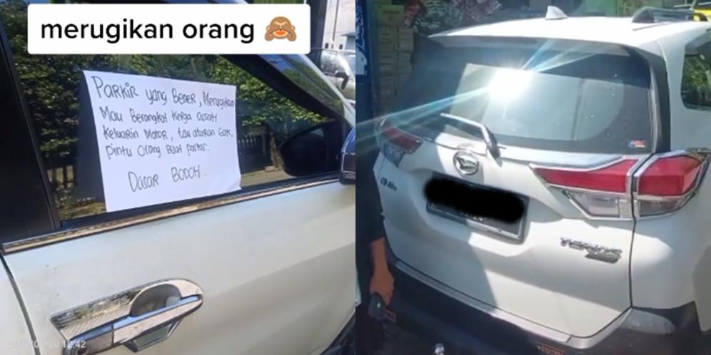 Mobil parkir sembarangan (TikTok/@indro0512)
