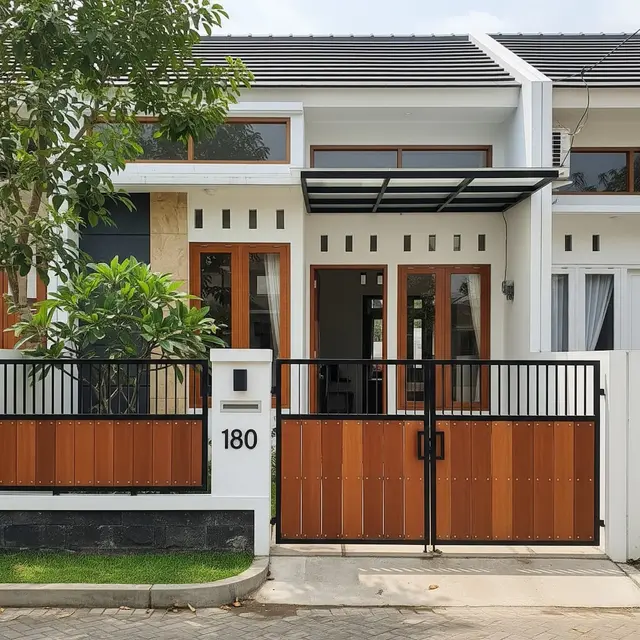 Model Rumah Sederhana dengan Pagar Depan Klasik