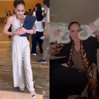 Sol Sandal Hak Tinggi Cinta Laura Terlepas Saat Bekerja. [@claurakiehl]