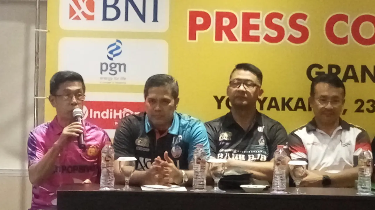 Suasana jumpa pers final Porliga 2019 di Yogyakarta