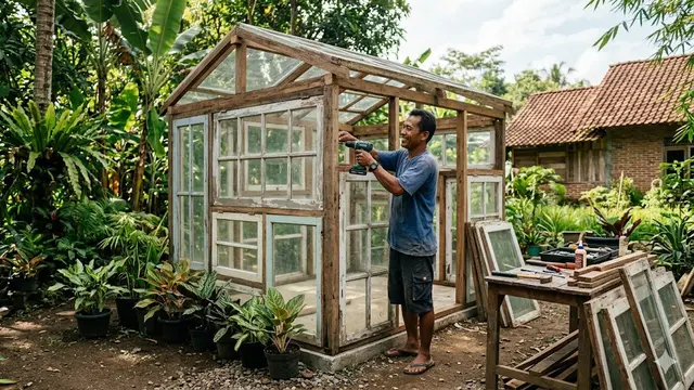 Cara Membuat Greenhouse Mini dari Jendela Bekas