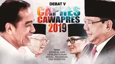 Debat kelima Pilpres 2019 dengan tema Ekonomi dan Kesejahteraan Sosial, Keuangan, Investasi, serta Industri berlangsung di Hotel Sultan, Jakarta.