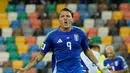 Jelang waktu turun minum, Italia unggul lewat eksekusi penalti Mateo Retegui pada menit ke-45+2. Di babak kedua, Mateo Retegui menambah keunggulan Gli Azzurri lewat gol yang dicetak pada menit ke-74. (AP Photo/Luca Bruno)