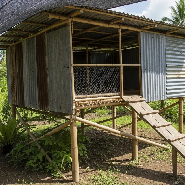 Kandang Ayam Tipe Panggung dari Seng Bekas