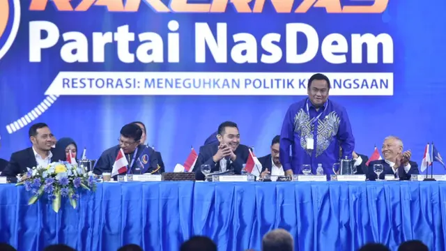 Rachmat Gobel dalam kegiatan Rakernas Partai Nasdem (Liputa6.com/Fauzan)