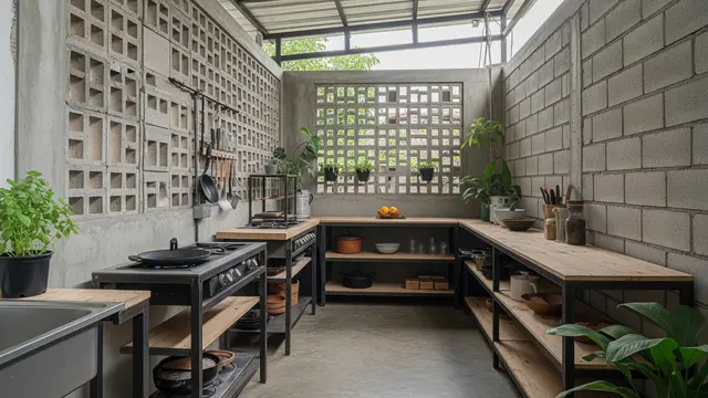 Inspirasi Dapur Belakang dengan Roster agar Asap Masak Cepat Keluar/Gemini AI