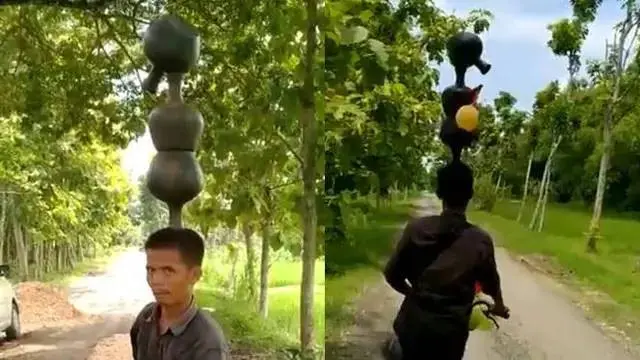 10 Potret Orang Bawa Barang di Atas Kepala Ini Tetap Seimbang, Bikin Takjub