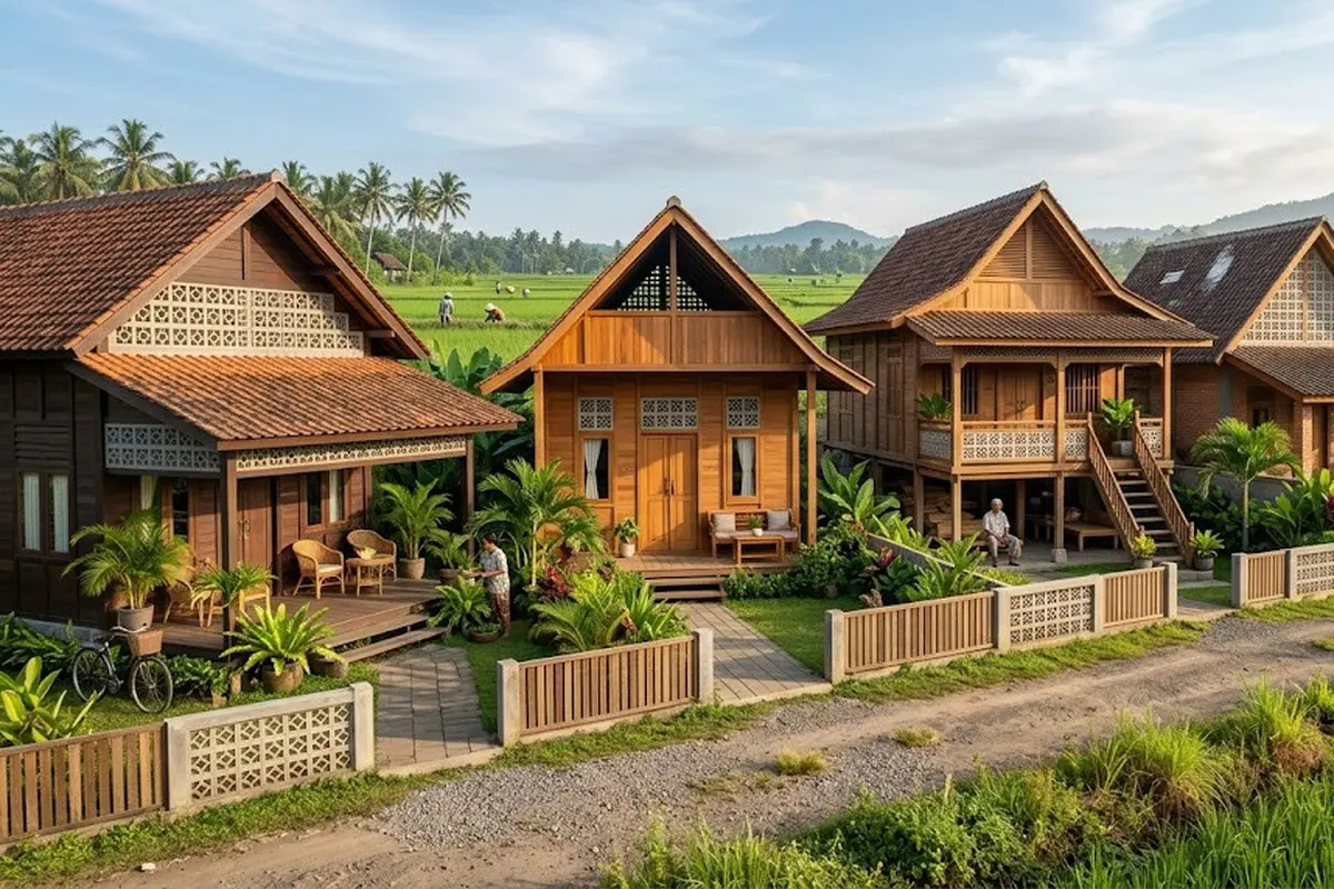 Inspirasi Rumah Desa Kombinasi Kayu dan Roster agar Lebih Adem