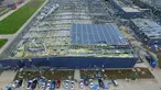 Pandangan dari udara kondisi pabrik akibat diterjang tornado di wilayah Funing, Yancheng, Provinsi Jiangsu, China, Jumat (24/6). Cuaca ekstrim termasuk hujan es, hujan lebat, dan angin puting beliung itu menewaskan sedikitnya 51 orang. (REUTERS/Stringer)