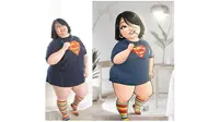 Ilustrasi wanita gemuk (Sumber : Instagram/@edull.ardo)