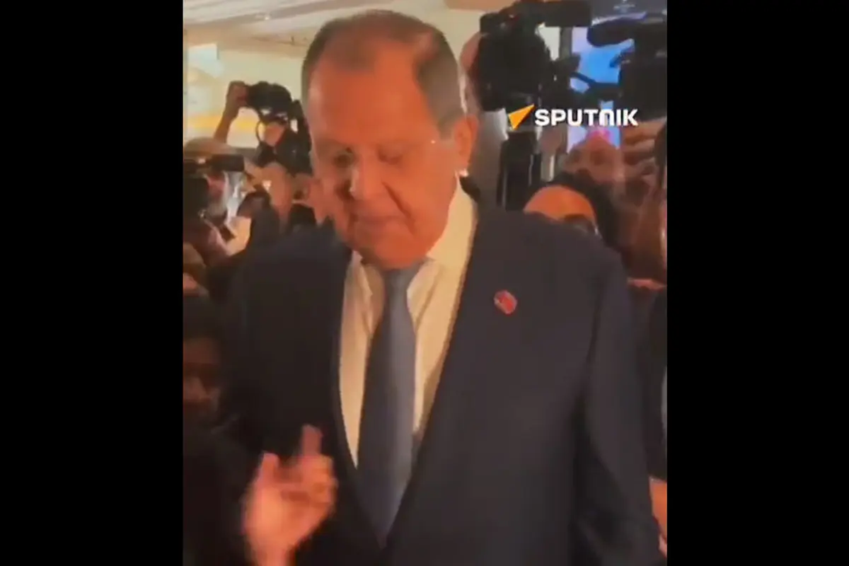 Russian Foreign Minister Sergey Lavrov in a clip with Indonesian journalists in Jakarta.