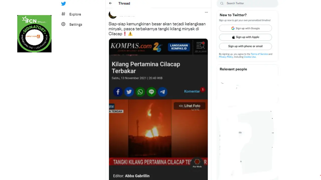 Cek Fakta Liputan6.com menelusuri akan terjadi kelangkaan minyak akibat kebakaran Kilang Cilacap