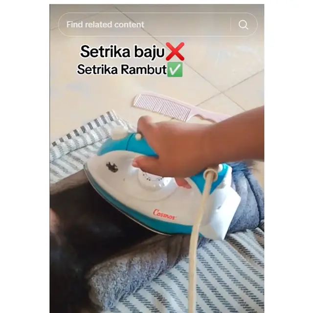 6 Potret Nyeleneh Wanita Luruskan Rambut Pakai Setrika, Jadi Pengganti Catokan