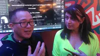 (Ki-kan) Alexander Rusli, Presiden Direktur dan CEO Indosat Ooredoo Sunita Kaur, Direktur Spotify untuk Asia (Liputan6.com/Agustinus Mario Damar)