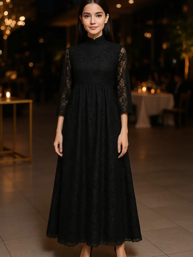 Kaftan Brokat Hitam untuk Acara Malam