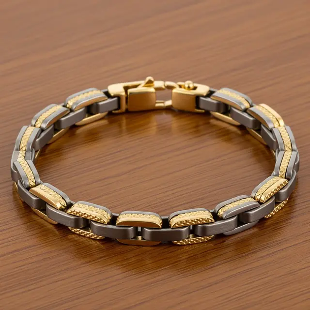 9 Model Gelang Emas Kombinasi Titanium Ringan Anti Karat, Modern Tahan Lama