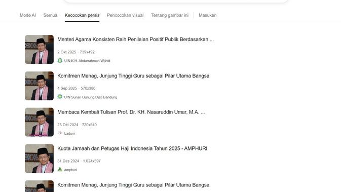 Tangkapan layar artikel yang menyertakan foto Nasaruddin Umar seperti dalam klaim video Menag Nasaruddin Umar mengumumkan program berbagi rezeki.