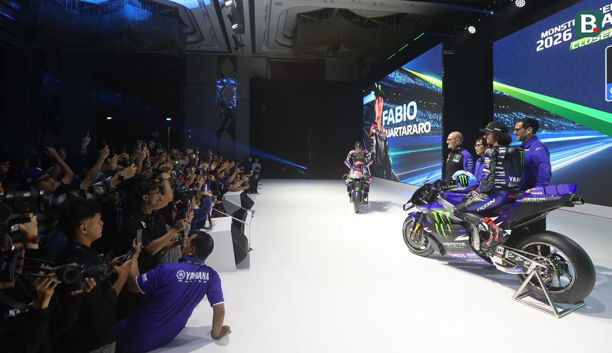 Tim Monster Energy Yamaha resmi memperkenalkan motor baru mereka untuk mengarungi MotoGP 2026. (Bola.com/M Iqbal Ichsan)