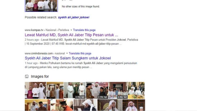Cek Fakta Liputan6.com menelusuri klaim foto Syekh Ali Jaber merapat ke pemerintah