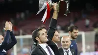 Ernesto Valverde membawa Athletic Bilbao menjuarai Piala Super Spanyo 2015l setelah menang agregat 5-1 atas Barcelona. (AFP/Quique Garcia)