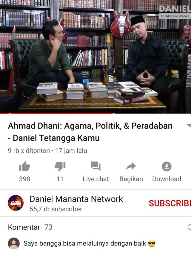 Unggahan Daniel Mananta. (Foto: YouTube Daniel Mananta Network)