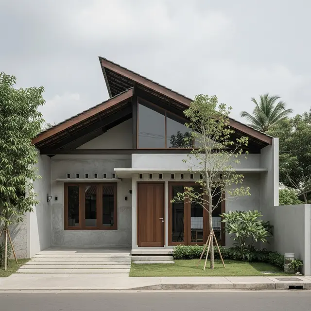 Inspirasi Rumah 1 Lantai dengan Atap Miring Satu Sisi
