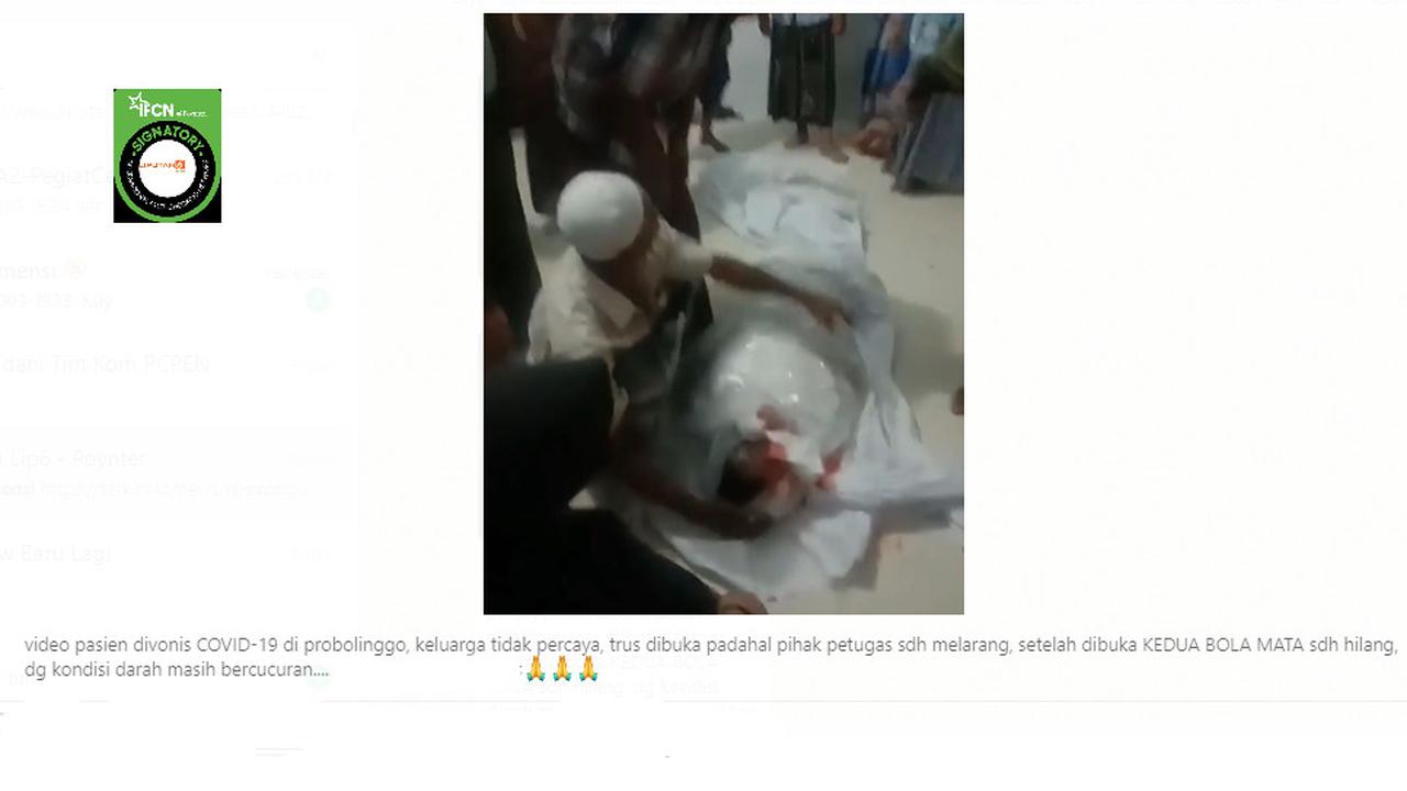 Tangkapan Layar Klaim Video Jenazah Positi Covid-19 Tanpa Mata