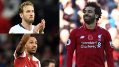Dua gol Mohamed Salah ke gawang Crystal Palace membuat Salah memuncaki daftar top scorer Premier League. Kini Salah mengumpulkan 16 gol, selisih dua gol lebih banyak dari Harry Kane yang berada di bawahnya. (Kolase Foto AFP)