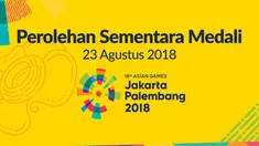 Berikut jumlah perolehan sementara medali Asian Games 2018 hingga pukul 17.00 WIB tanggal 23 Agustus 2018.