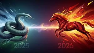 Makna transisi tahun ular 2025 ke kuda 2026. [Foto: Gemini]