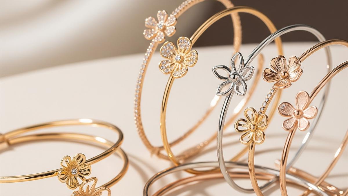 7 Model Gelang Bangle Tipis dengan Aksen Bunga, Sentuhan Klasik yang Tetap Kekinian