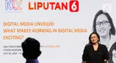 Pemimpin redaksi Liputan6.com Elin Yunita saat memberikan paparannya pada acara Emtek Education & Career Festival 2024 di Studio 6 Emtek City, Studio Indosiar, Daan Mogot, Jakarta, Selasa (30/7/2024). (Liputan6.com/Herman Zakharia)