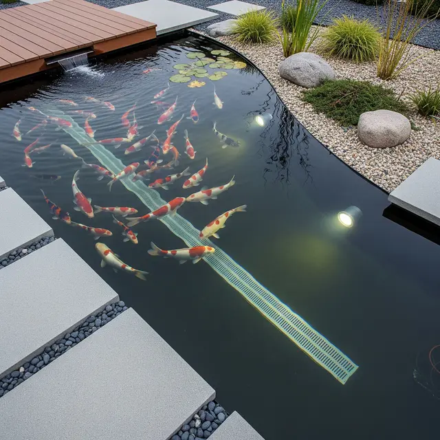 Desain Kolam Koi yang Tetap Bersih dan Estetik (AI Generated)