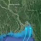 Perkiraan jangakauan Topan Mora di Bangladesh. (Google Maps)