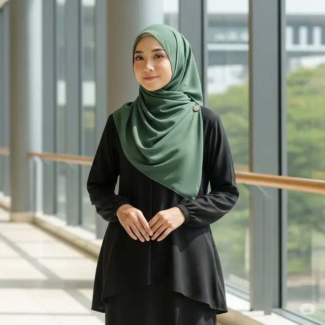 Gamis Hitam Set Two-Piece untuk Fleksibilitas Maksimal