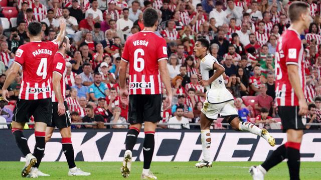 Foto: Aksi Jude Bellingham Saat Persembahkan Kemenangan Perdana untuk Real Madrid di Liga Spanyol 2023 / 2024