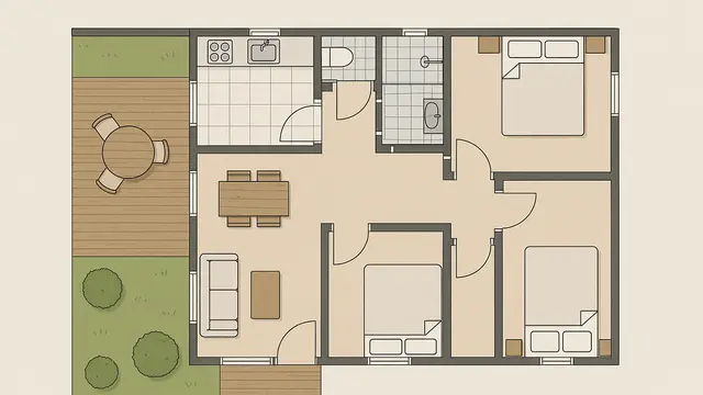 Desain Rumah Ukuran 7x10 Sederhana 3 Kamar Tidur