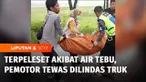 Pengendara sepeda motor di Grobogan, Jawa Tengah, tewas terlindas truk pada Minggu pagi. Korban jatuh terpeleset akibat melindas tumpahan tebu yang memenuhi jalan.